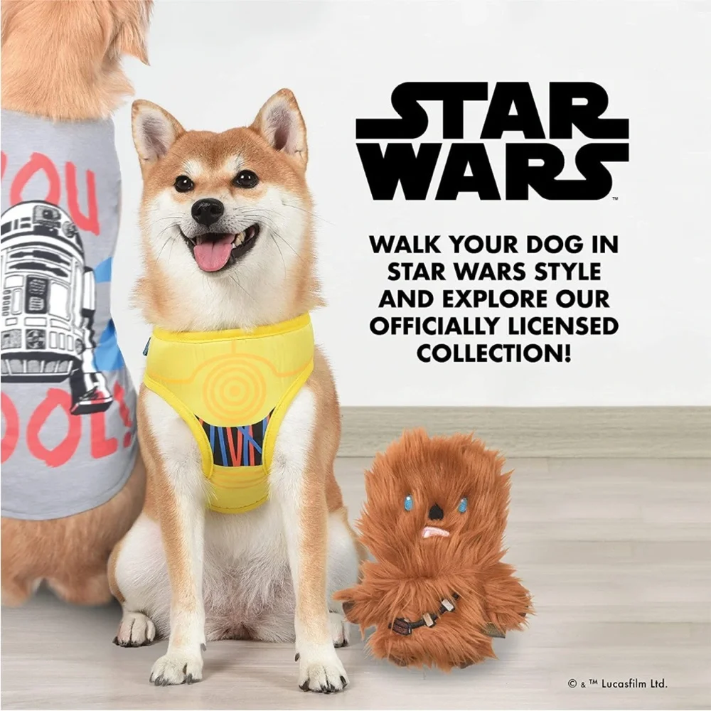 Yellow STAR WARS C3PO No Pull Dog Harness for Large Dogs, Machine Washable